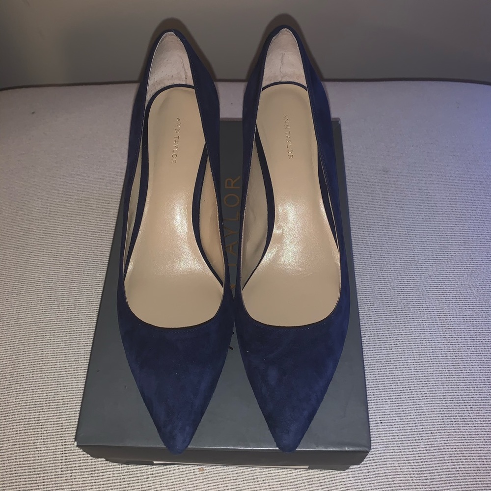 Blue 3 Inch Suede Pumps